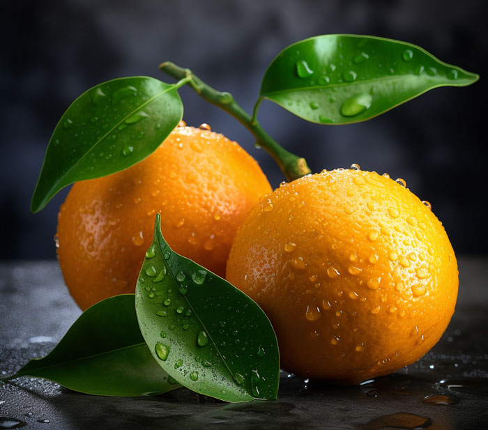 Two regular-size oranges